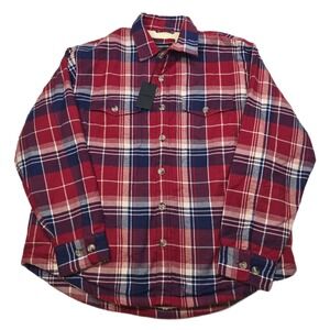 BONOBOS Sherpa Shirt Jacket‎ Mens 2XL Red Rhubarb Plaid Button Shacket NEW $139